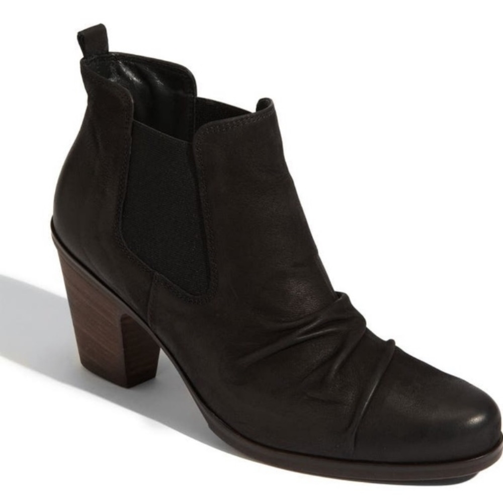 Paul Green Nubuck Jano Ruched Leather Ankle Boot